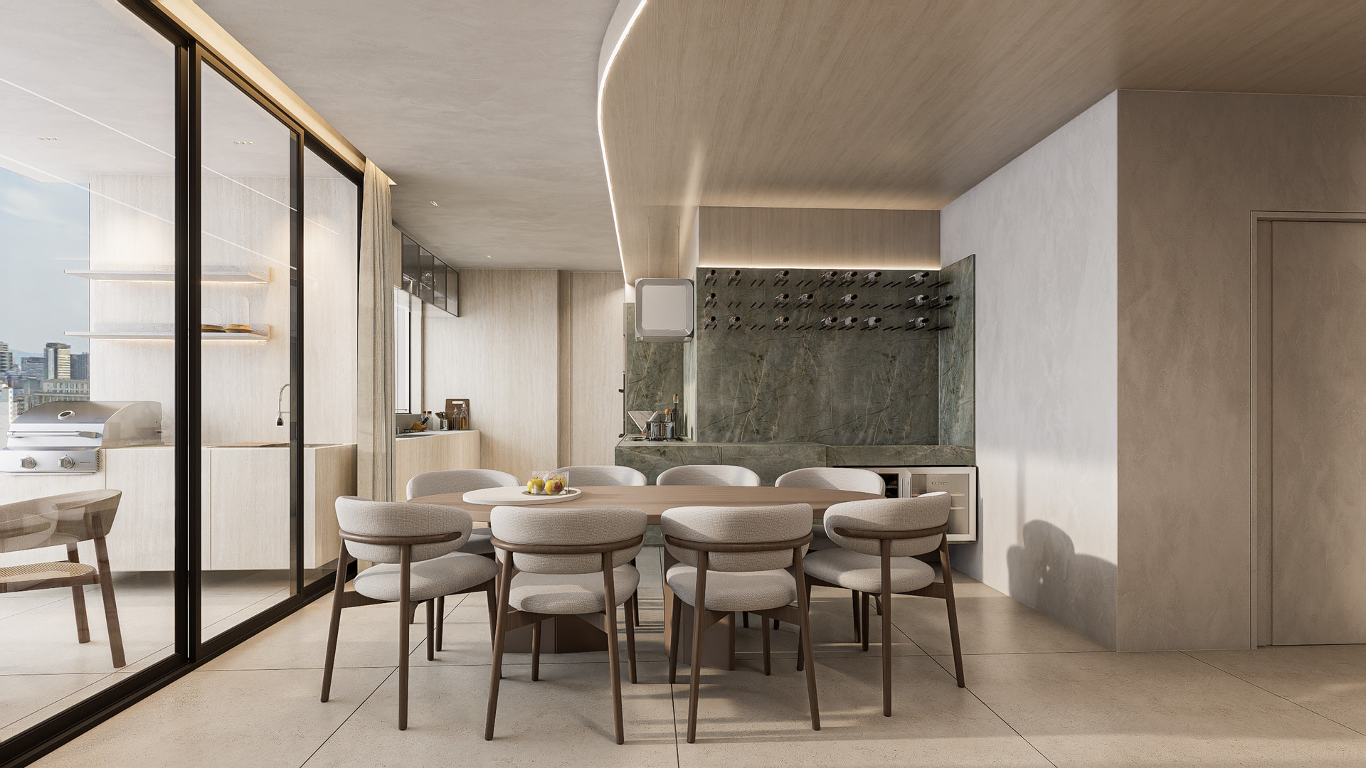 Sala de jantar do apartamento decorado — Epic Residence