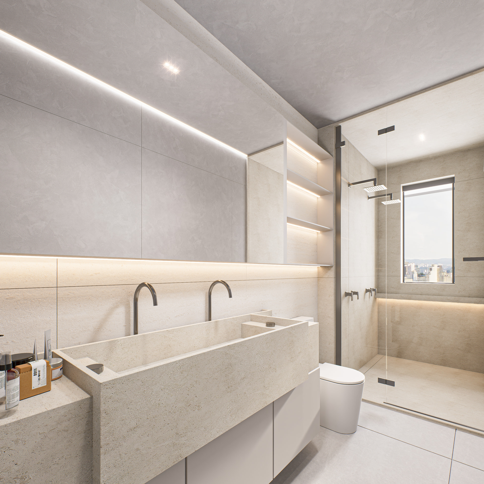 Banheiro da suíte máster com duas cubas — Epic Residence